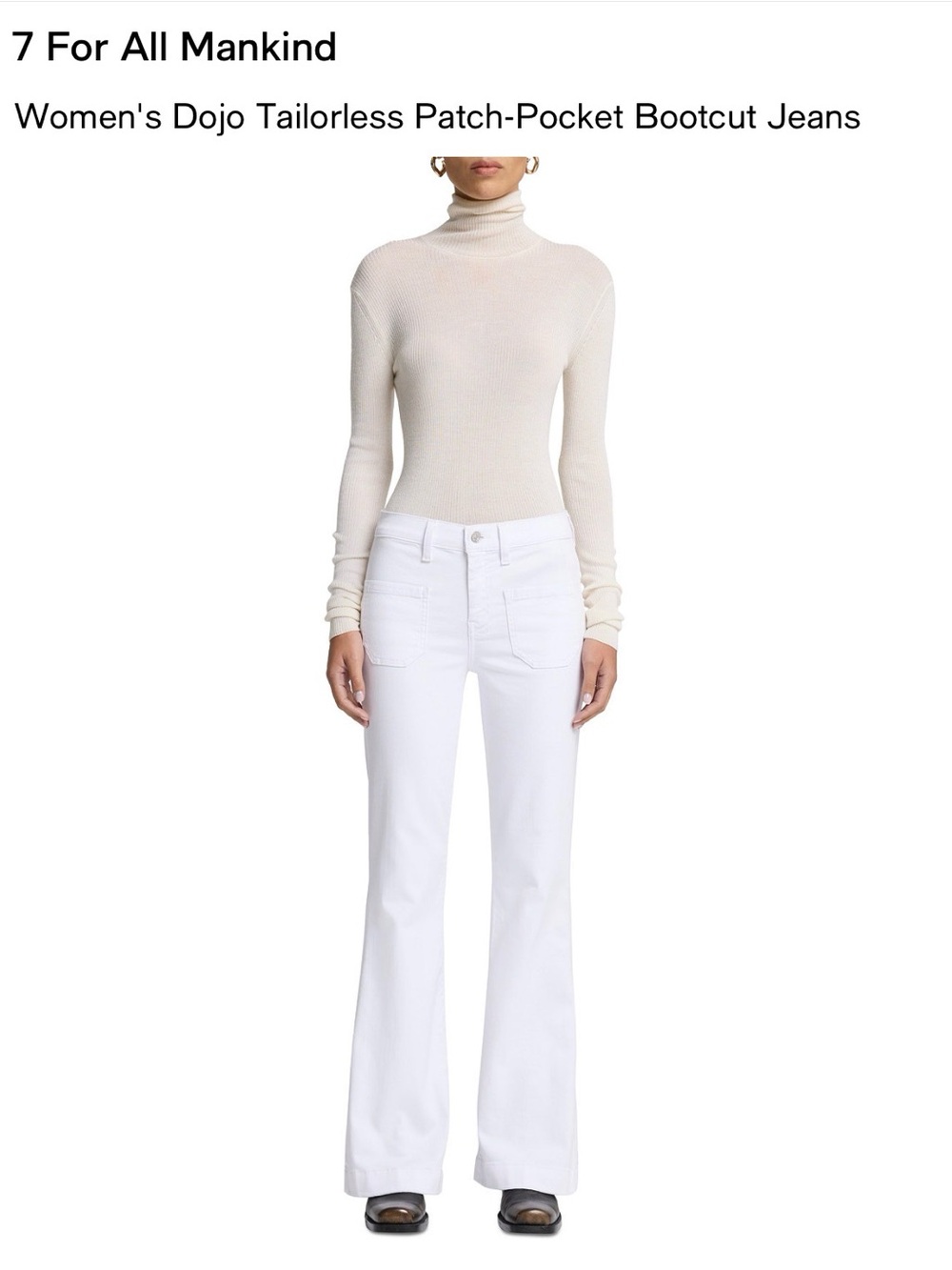 7 For All Mankind White Bootcut Jeans with Patch Pockets
